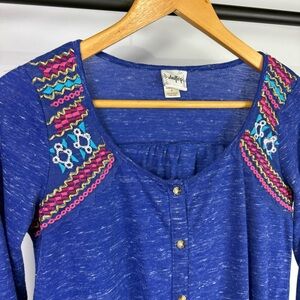 Daytrip Blue Lightweight Long Sleeve Henley Size Small